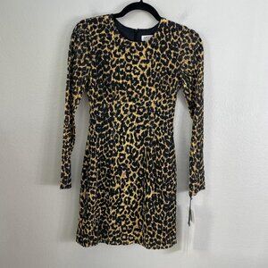 Rodarte for Target Dress‎ Womens XS 1 Leopard Lace Bow Back Long Sleeve Mini